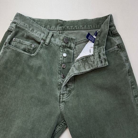 Gap Denim Corduroy Pant Mens 32x30 Green High Rise Button Up #151206-03-1 Cotton - Picture 4 of 10